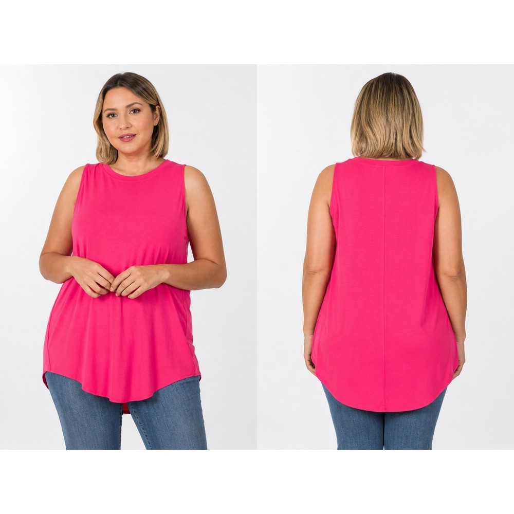 Women's Plus Size Tank Top by Zenana Hi-Low Fuchsia Size 1X New With Tags